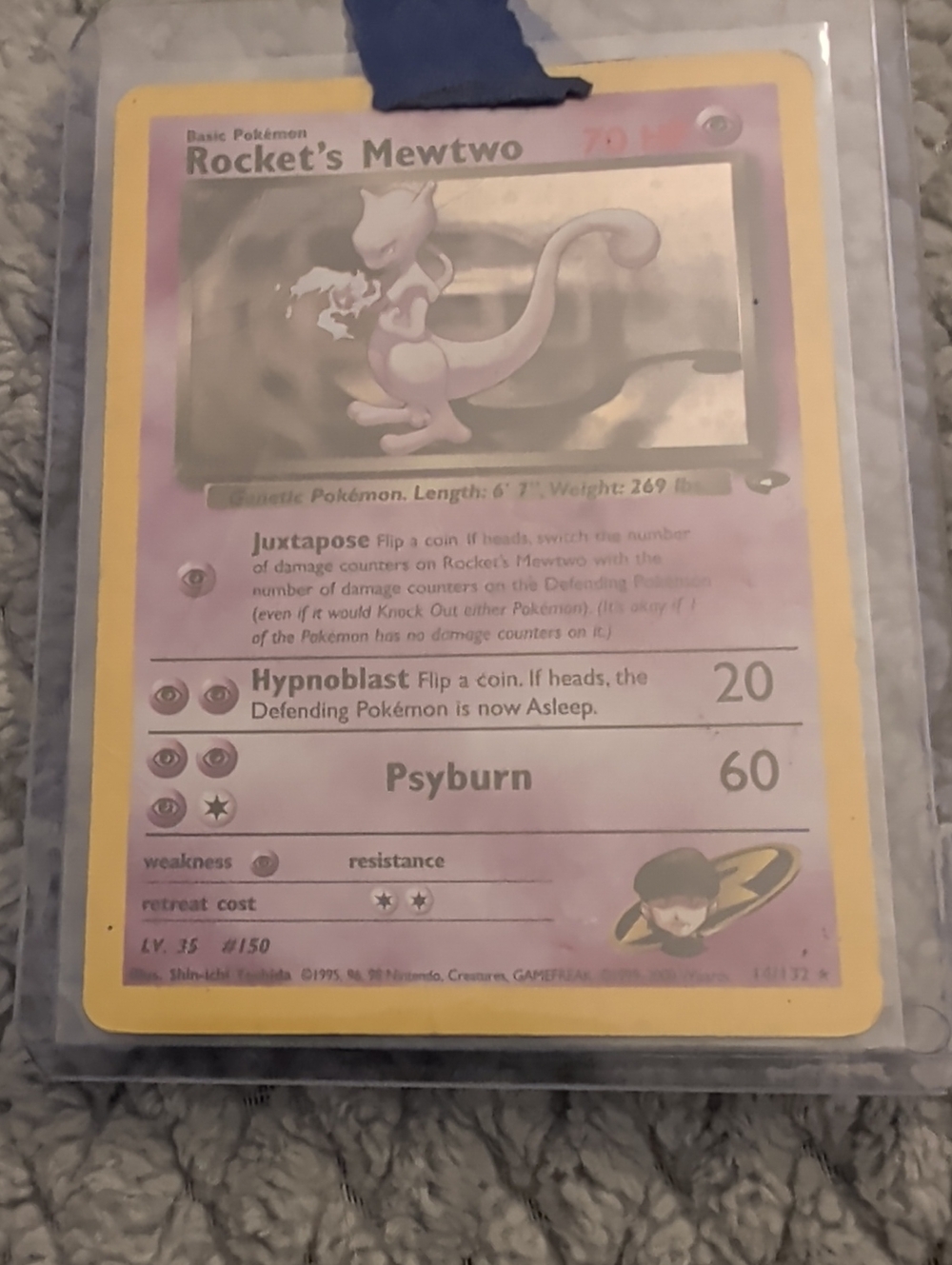 Rocket's Mewtwo Collectible Card - Purple and Yellow
